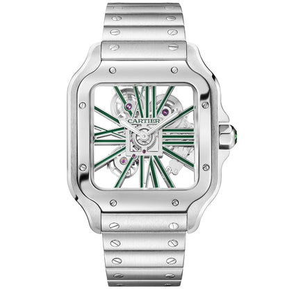 Santos de CT Large Skeleton/Green Dial Men’s Watch