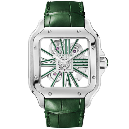Santos de CT Large Skeleton/Green Dial Men’s Watch