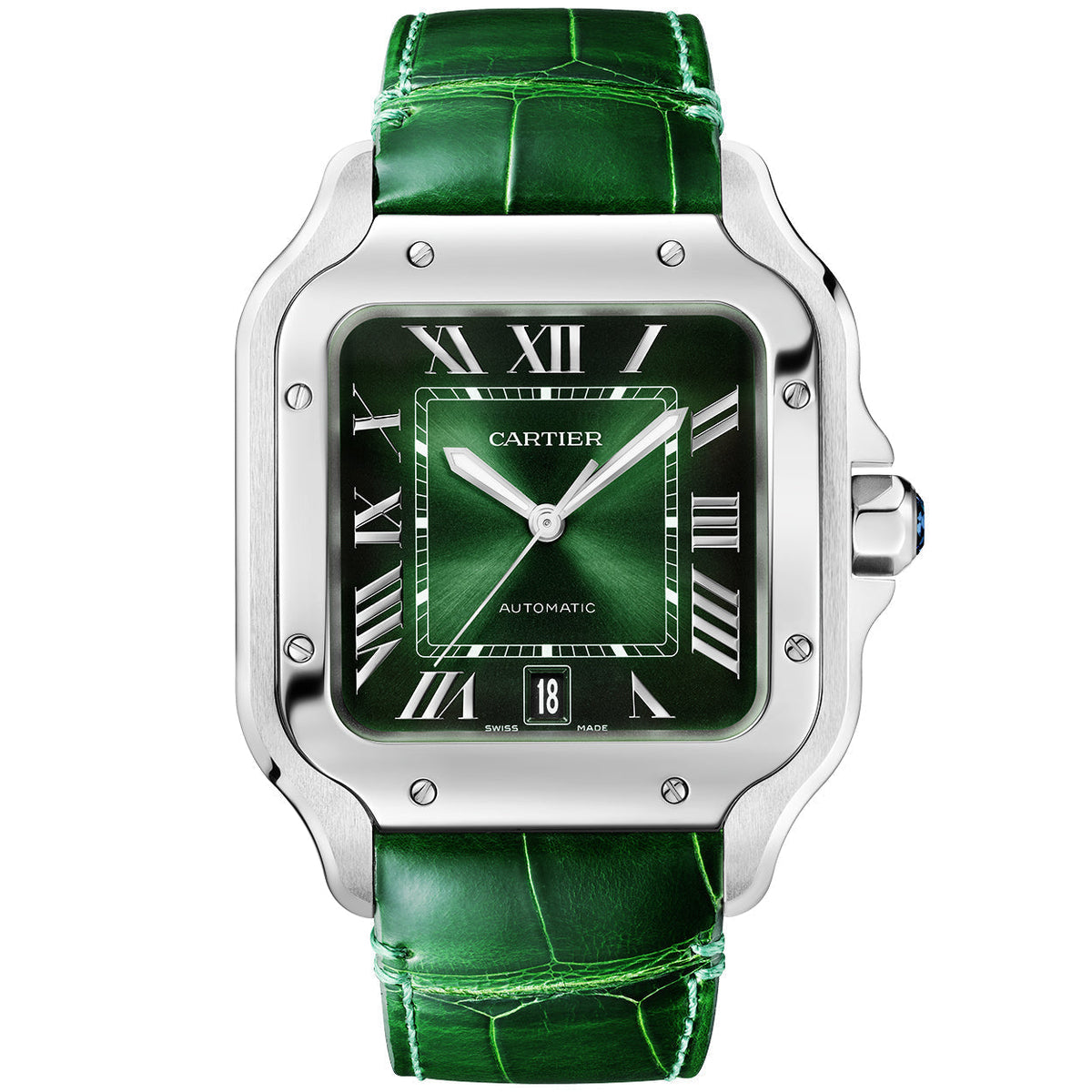 Santos de CT Large Smoky Green Dial Automatic Bracelet/Strap Watch