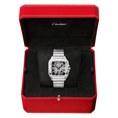 Santos de CT Large Steel Skeleton Dial Bracelet/Strap Watch