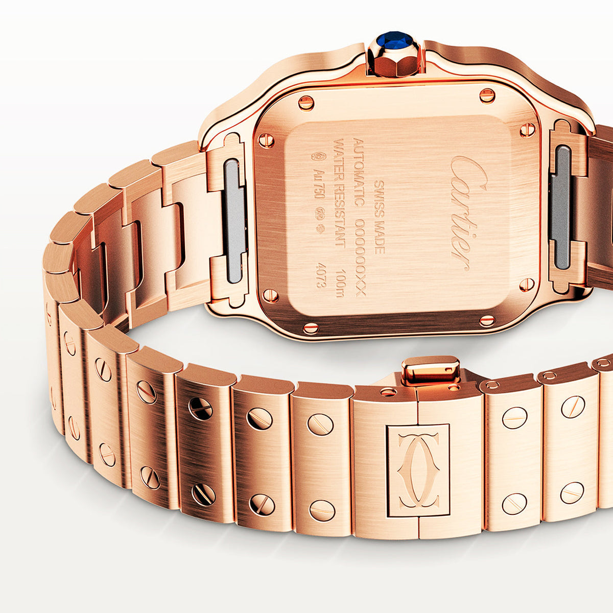 Santos de CT Medium Automatic 18ct Rose Gold Bracelet Watch