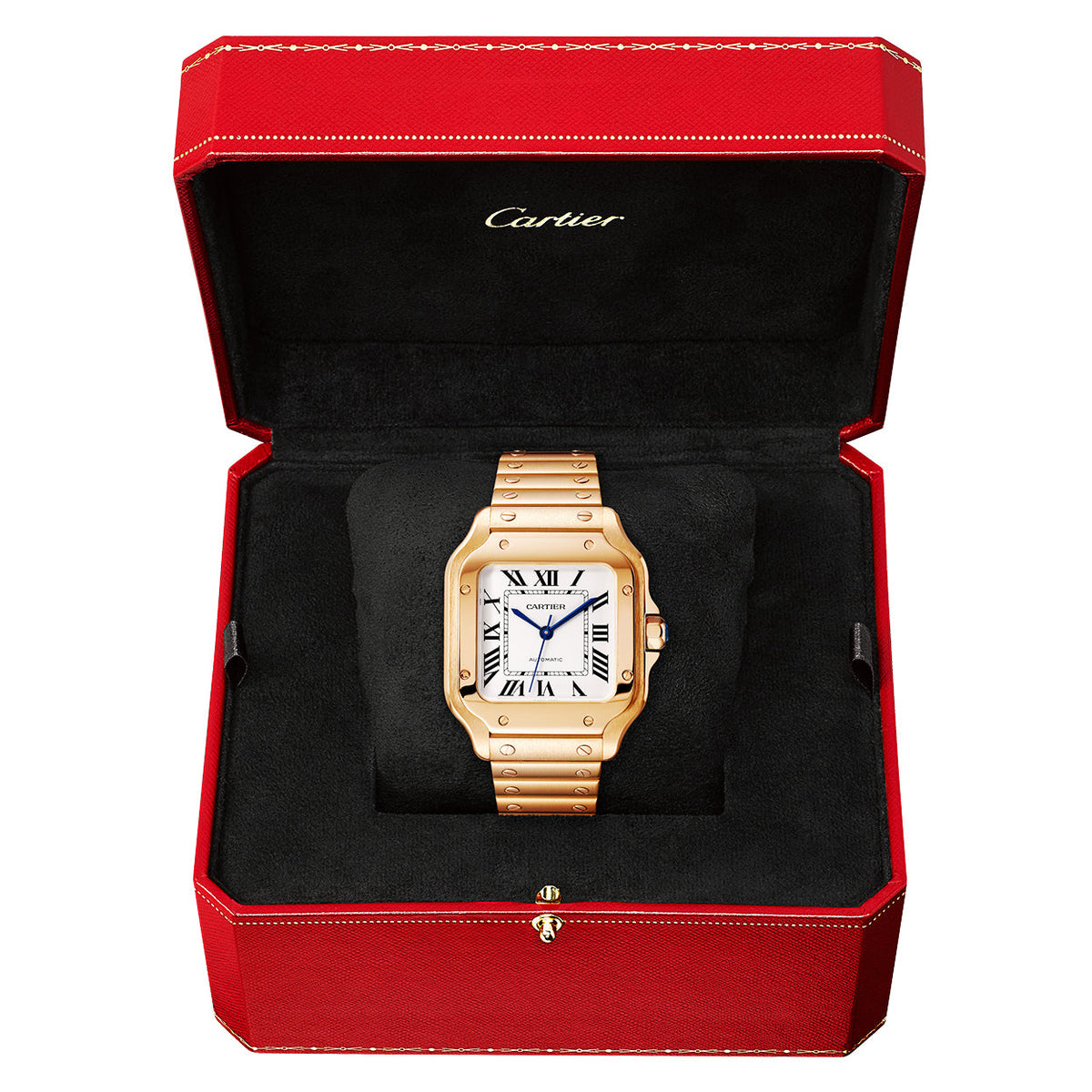 Santos de CT Medium Automatic 18ct Rose Gold Bracelet Watch