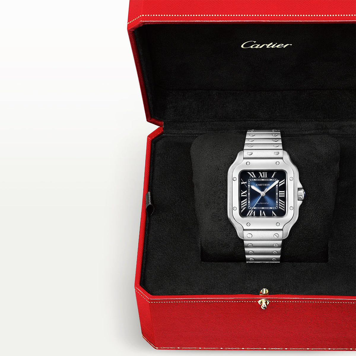 Santos de CT Medium Blue Dial Automatic Bracelet/Strap Watch