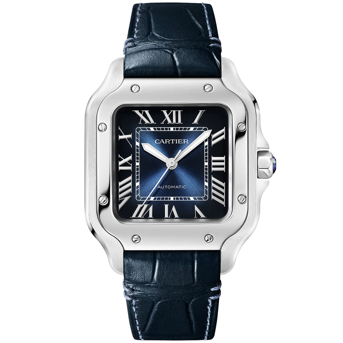 Santos de CT Medium Blue Dial Automatic Bracelet/Strap Watch