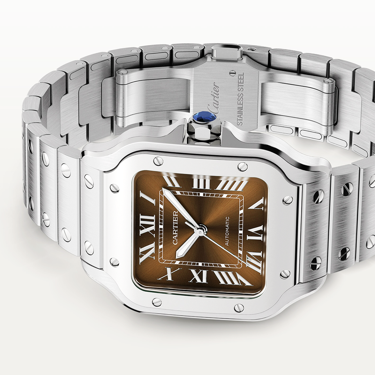 Santos de CT Medium Brown Dial Automatic Bracelet/Strap Watch