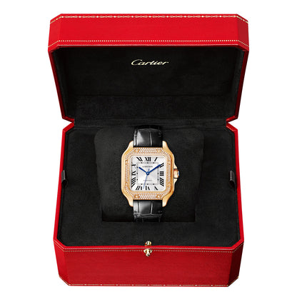 Santos de CT Medium Diamond Set Automatic 18ct Rose Gold Watch