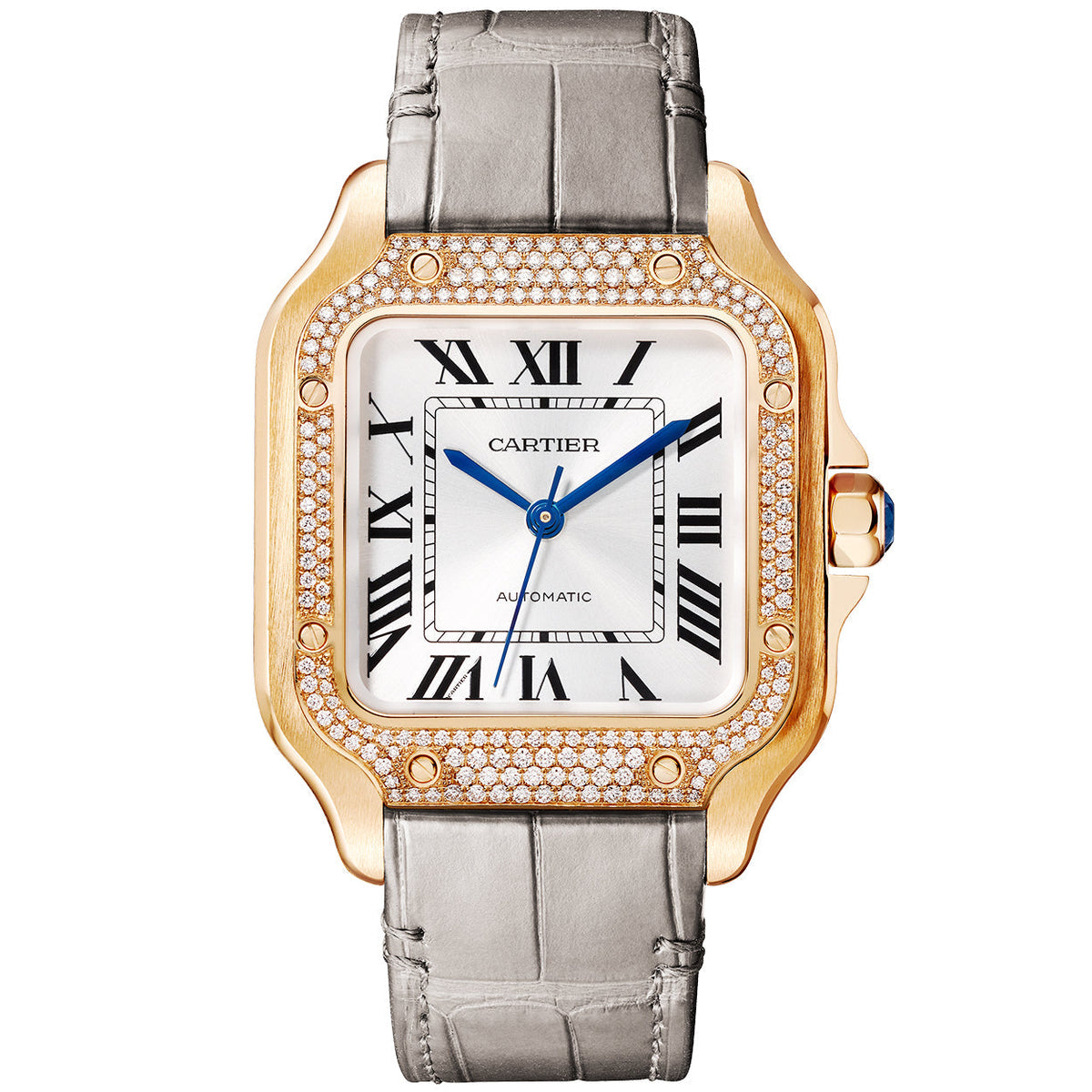 Santos de CT Medium Diamond Set Automatic 18ct Rose Gold Watch