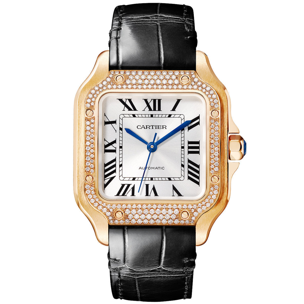 Santos de CT Medium Diamond Set Automatic 18ct Rose Gold Watch