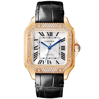 Santos de CT Medium Diamond Set Automatic 18ct Rose Gold Watch