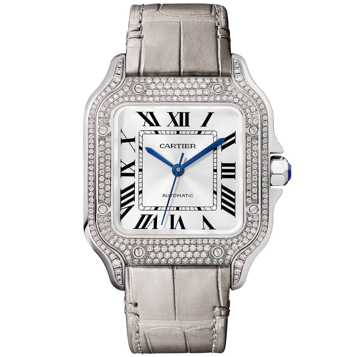 Santos de CT Medium Diamond Set Automatic 18ct White Gold Watch