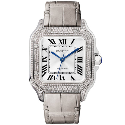 Santos de CT Medium Diamond Set Automatic 18ct White Gold Watch