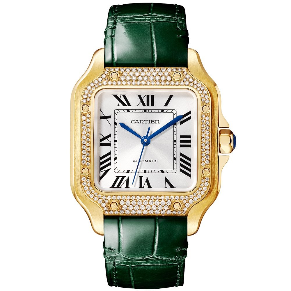 Santos de CT Medium Diamond Set Automatic 18ct Yellow Gold Watch