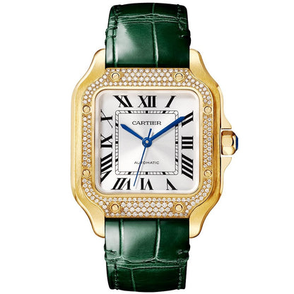 Santos de CT Medium Diamond Set Automatic 18ct Yellow Gold Watch