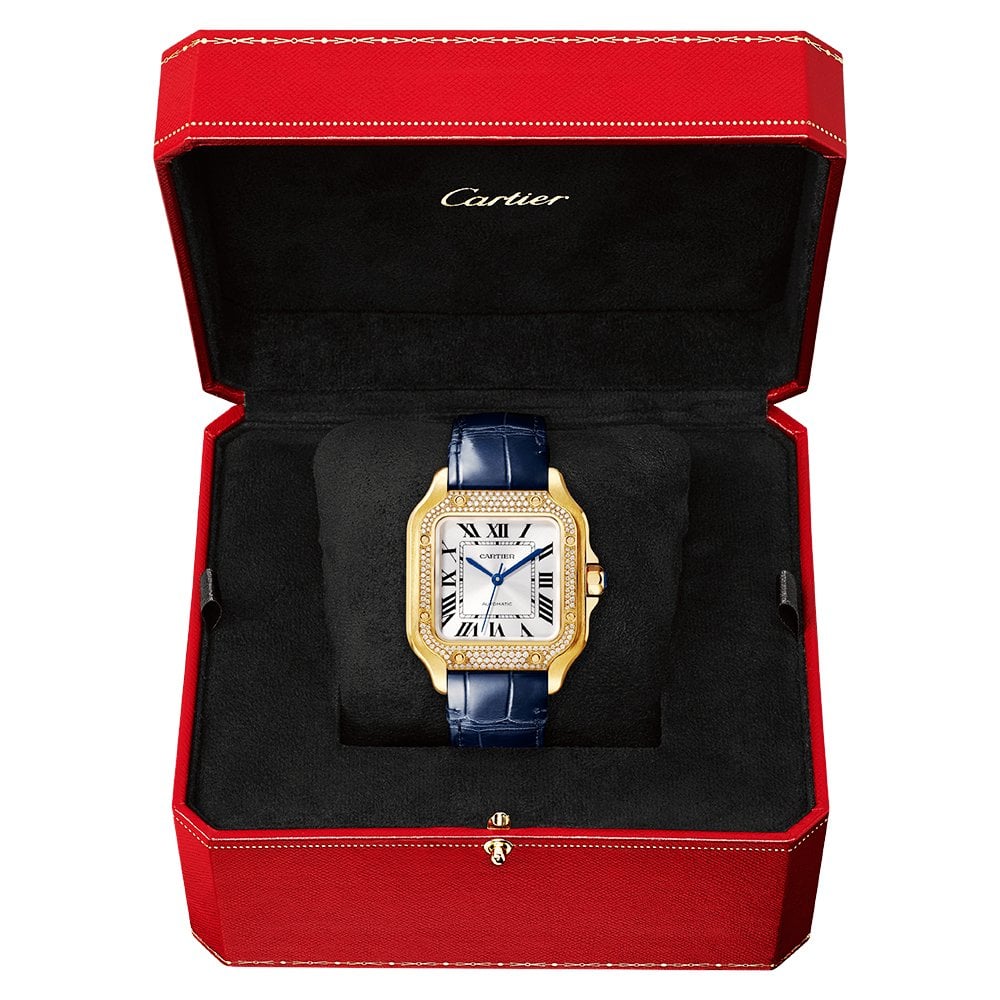 Santos de CT Medium Diamond Set Automatic 18ct Yellow Gold Watch