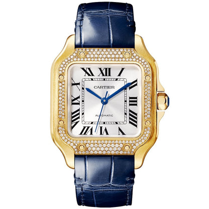 Santos de CT Medium Diamond Set Automatic 18ct Yellow Gold Watch