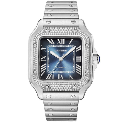 Santos de CT Medium Diamond Set Automatic Steel Bracelet/Strap Watch