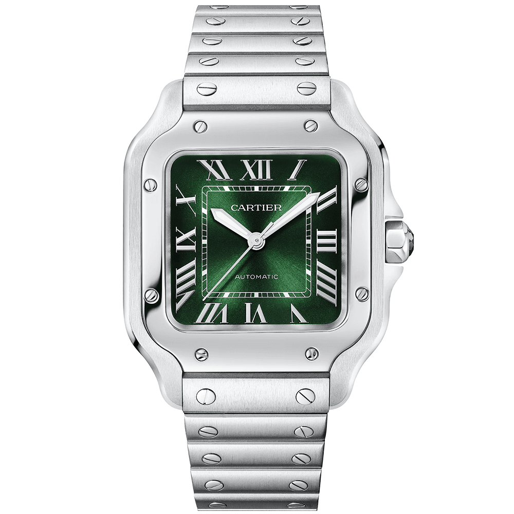 Santos de CT Medium Smoky Green Dial Automatic Bracelet/Strap Watch