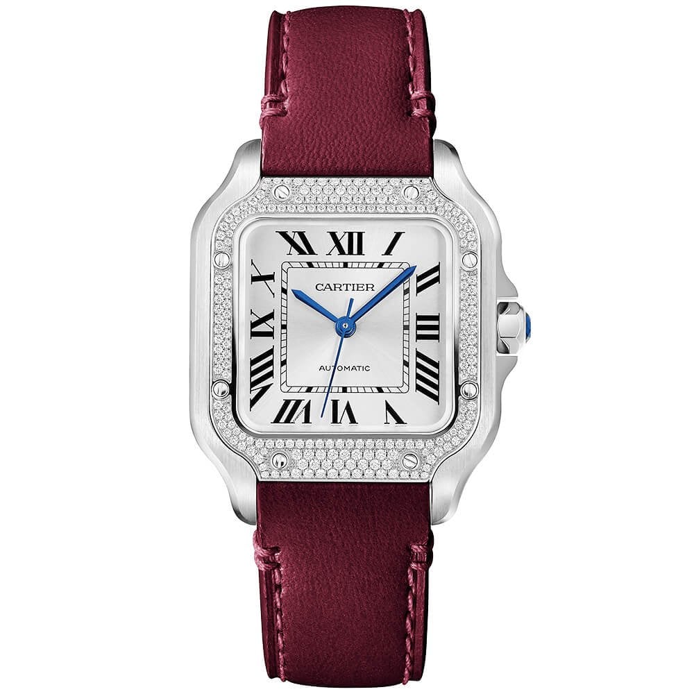 Santos de CT Medium Steel Diamond Set Bezel Bracelet/Strap Watch