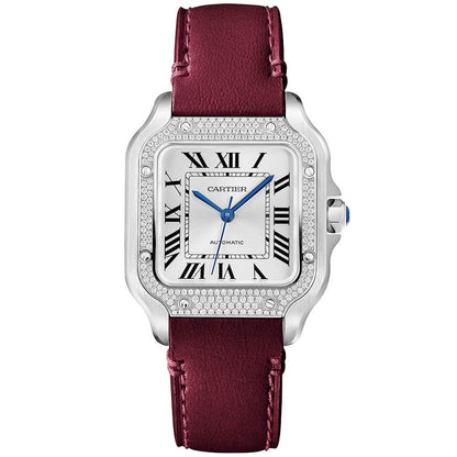 Santos de CT Medium Steel Diamond Set Bezel Bracelet/Strap Watch