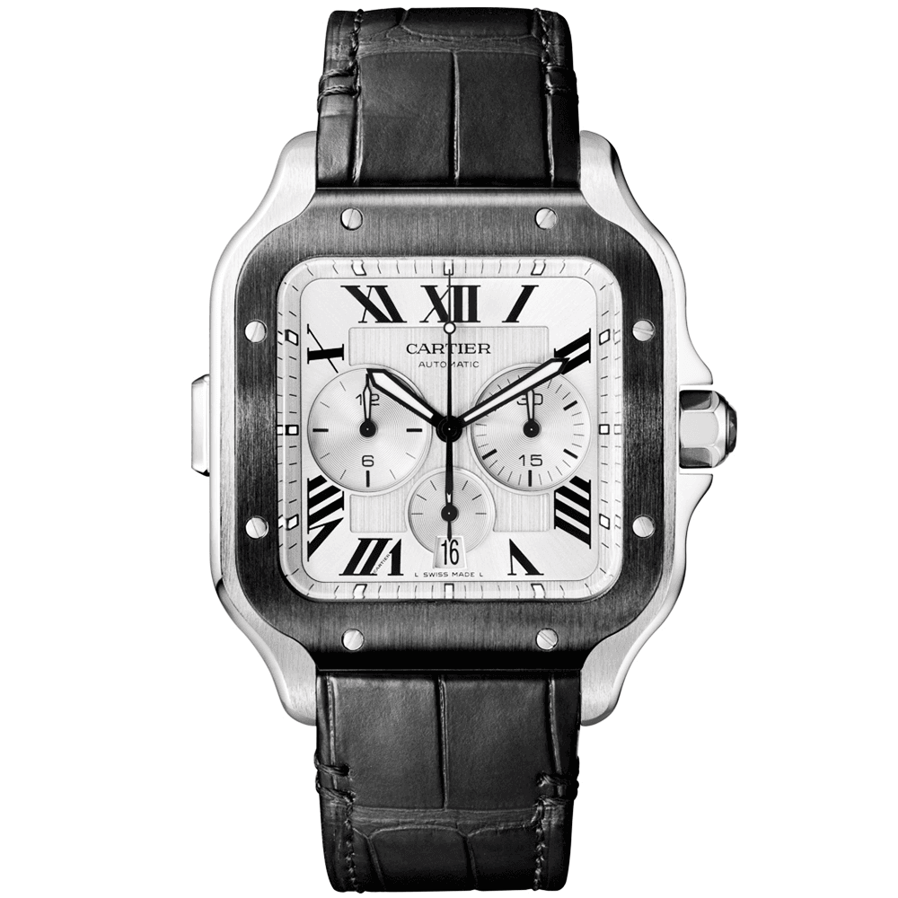 Santos de CT XL Chronograph Rubber/Leather Strap Watch