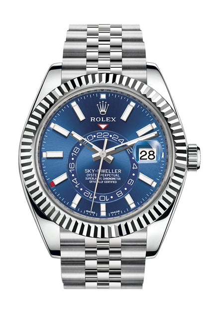 Sky Dweller Blue Dial 18K White Gold Bezel Steel Jubilee Men’s Watch 326934