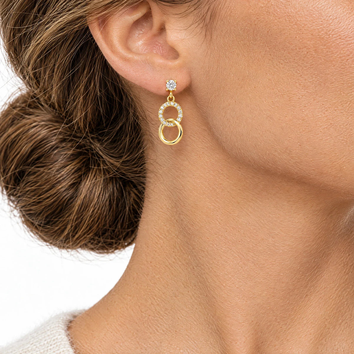 Unita 18K Gold Plated 925 Sterling Silver Cubic Zirconia Earrings