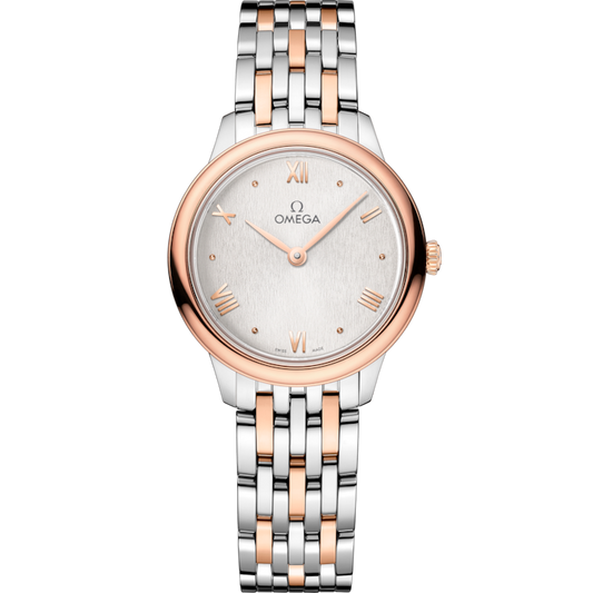 Omega De Ville Prestige 27.5 mm Yellow Gold Silver Dial Bracelet 434.20.28.60.02.001