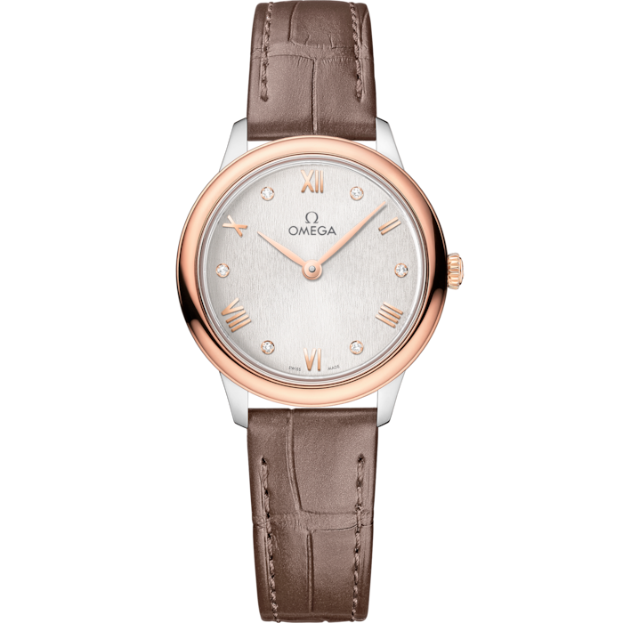 Omega De Ville Prestige 27.5 mm Steel Sedna™ Gold Silver Dial Strap 434.23.28.60.52.001