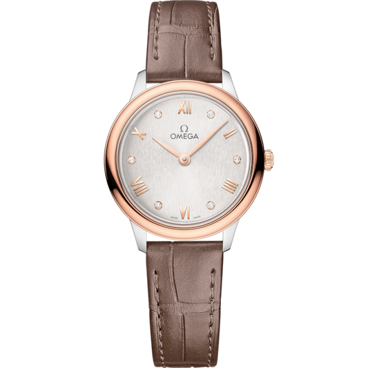 Omega De Ville Prestige 27.5 mm Steel Sedna™ Gold Silver Dial Strap 434.23.28.60.52.001