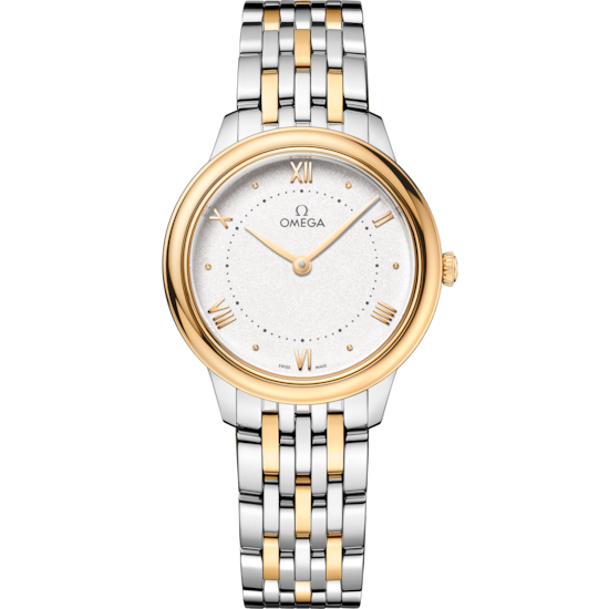 Omega De Ville Prestige 30 mm Steel Yellow Gold Silver Dial Bracelet 434.20.30.60.02.002