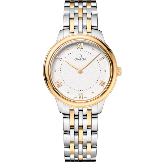 Omega De Ville Prestige 30 mm Steel Yellow Gold Silver Dial Bracelet 434.20.30.60.02.002