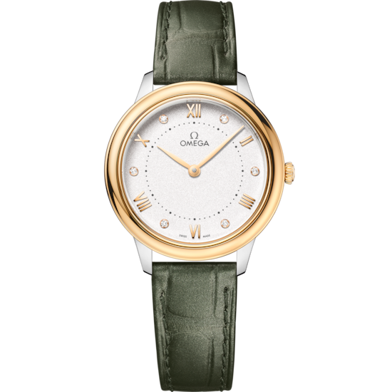 Omega De Ville Prestige 30 mm Steel Yellow Gold Silver Dial Strap 434.23.30.60.52.002