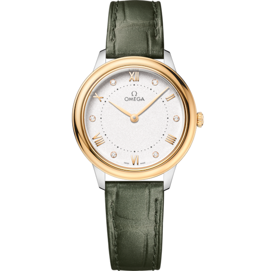 Omega De Ville Prestige 30 mm Steel Yellow Gold Silver Dial Strap 434.23.30.60.52.002