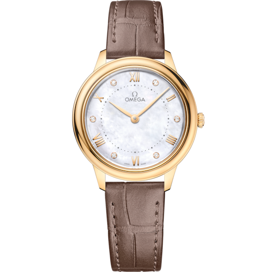 Omega De Ville Prestige 30 mm Yellow Gold White Dial Strap 434.53.30.60.55.002