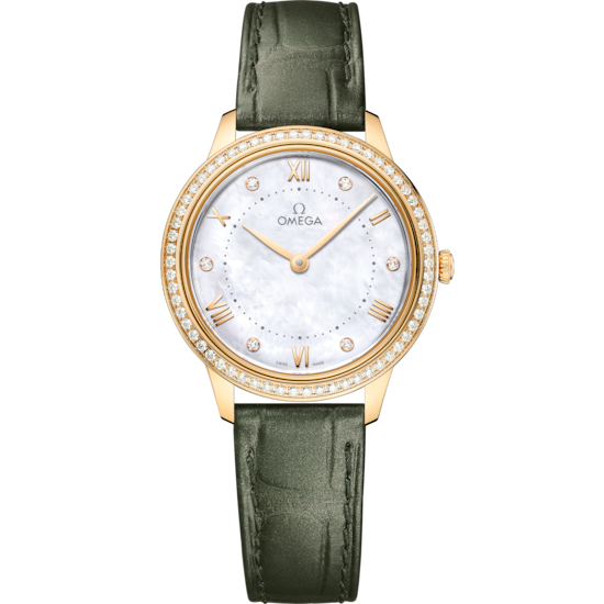 Omega De Ville Prestige 30 mm Yellow Gold White Dial Strap 434.58.30.60.55.002
