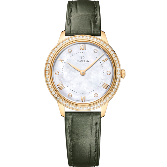 Omega De Ville Prestige 30 mm Yellow Gold White Dial Strap 434.58.30.60.55.002
