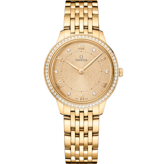 Omega De Ville Prestige 30 mm Yellow Gold Yellow Dial Bracelet 434.55.30.60.58.001