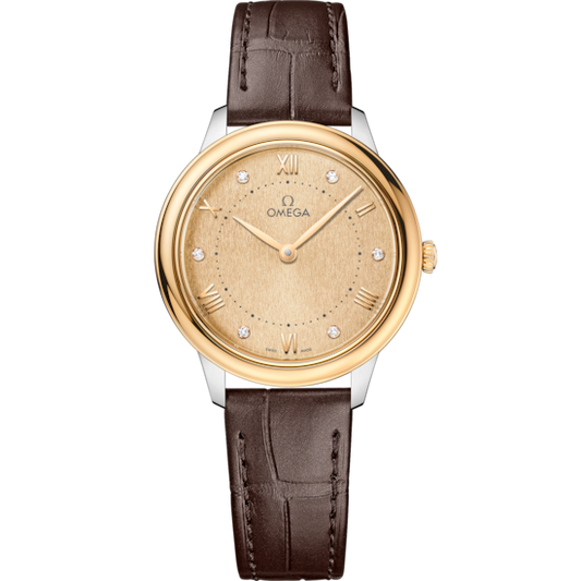 Omega De Ville Prestige 30 mm Steel Yellow Gold Yellow Dial Strap 434.23.30.60.58.001
