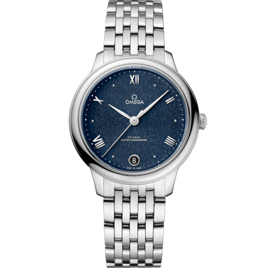 Omega De Ville Prestige 34 mm Steel Blue Dial Bracelet 434.10.34.20.03.002