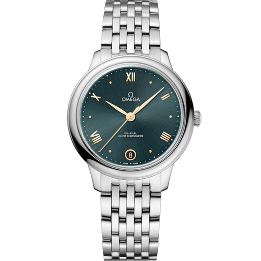 Omega De Ville Prestige 34 mm Steel Green Dial Bracelet 434.10.34.20.10.001