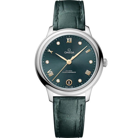 Omega De Ville Prestige 34 mm Steel Green Dial Strap 434.13.34.20.60.001