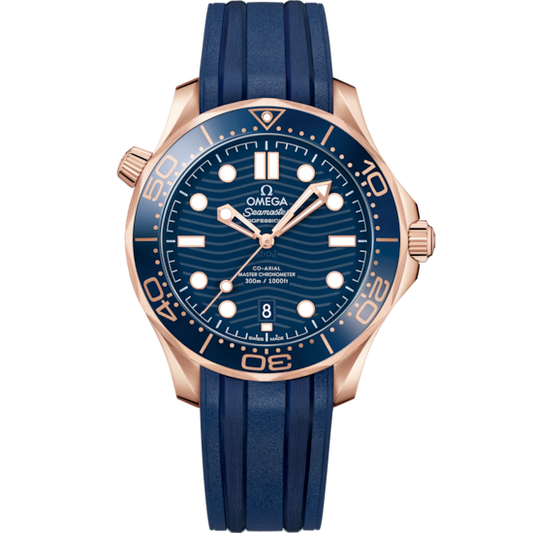 Omega Seamaster Diver 300M 42 mm Sedna Gold Blue Dial Strap 210.62.42.20.03.001