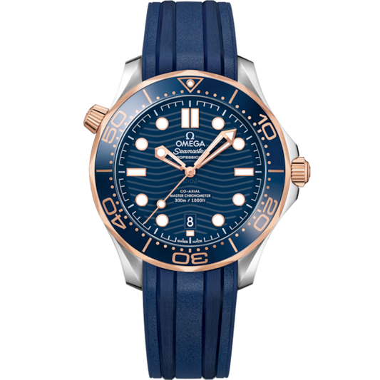 Omega Seamaster Diver 300M 42 mm Steel Sedna Gold Blue Dial Strap 210.22.42.20.03.002