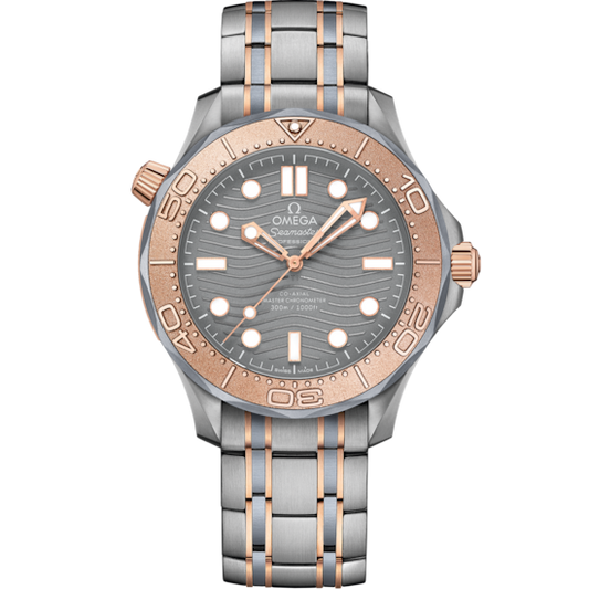 Omega Seamaster Diver 300M 42 mm Titanium Sedna Gold Grey Dial Bracelet 210.60.42.20.99.001
