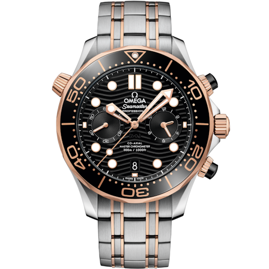 Omega Seamaster Diver 300M 44 mm Stainless Steel Sedna™ Gold Black Dial Bracelet 210.20.44.51.01.001