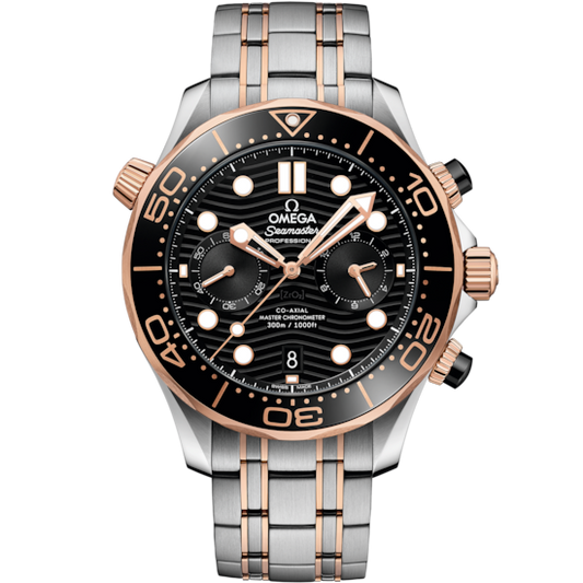 Omega Seamaster Diver 300M 44 mm Stainless Steel Sedna™ Gold Black Dial Bracelet 210.20.44.51.01.001