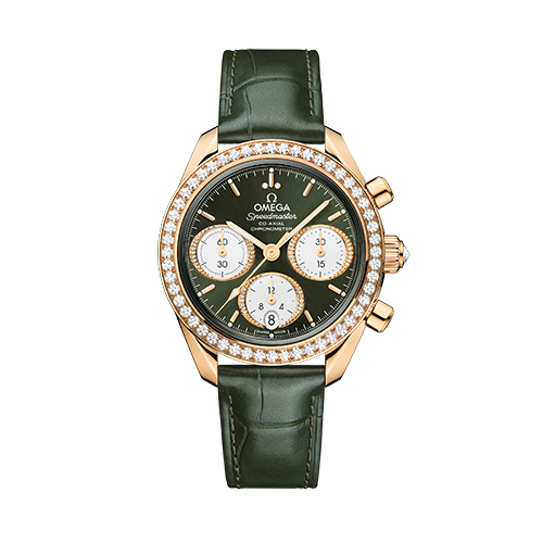 Omega Speedmaster 38 38 mm 18k Rose Gold Green Dial Strap 324.58.38.50.60.001