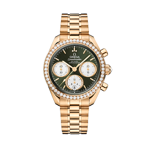 Omega Speedmaster 38 38 mm Rose Gold Green Dial Bracelet 324.55.38.50.60.001