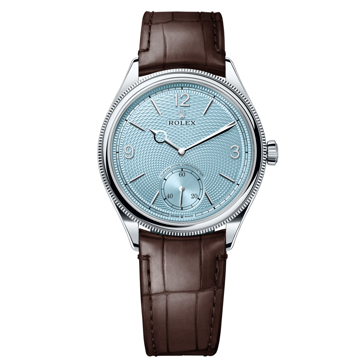 Rolex 1908 39 mm Platinum Ice Blue Leather 52506-0002