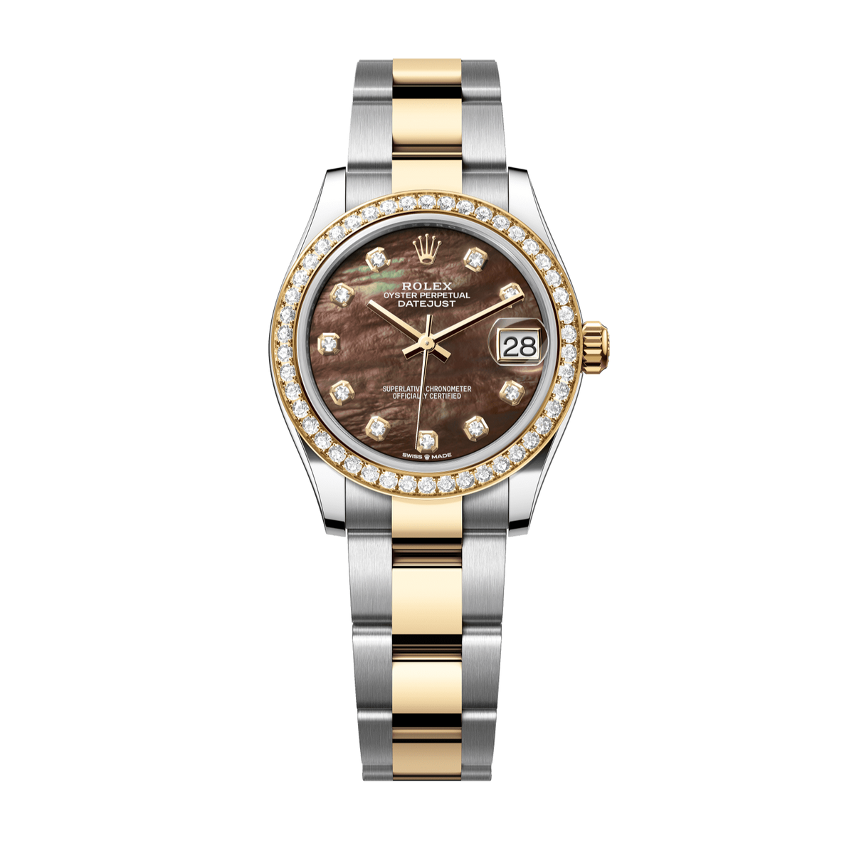 Rolex Datejust 31 mm Black Mother-of-Pearl Diamond Oystersteel Yellow Gold Oyster 278383rbr-0023